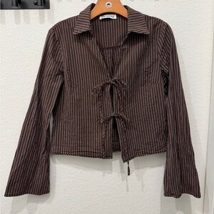Princess Polly Brown Striped Blouse